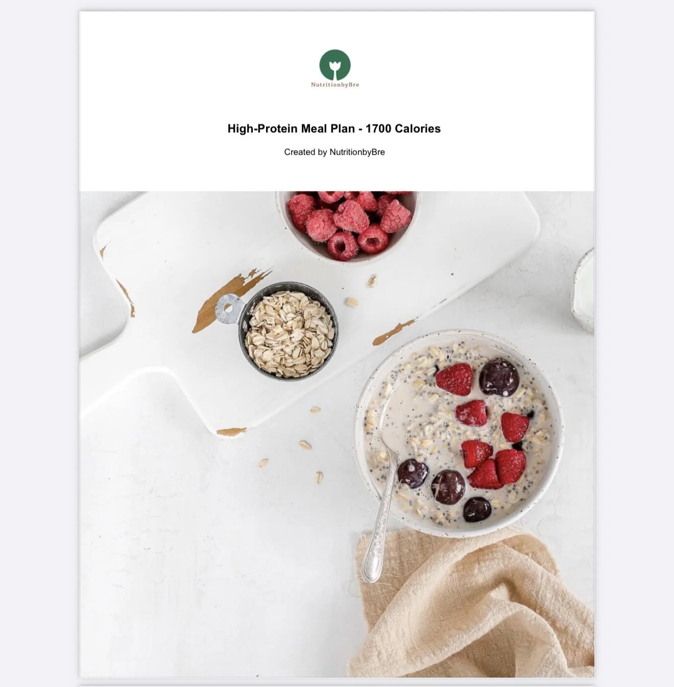 7-Day High Protein Diet Plan  (1700 Calories)