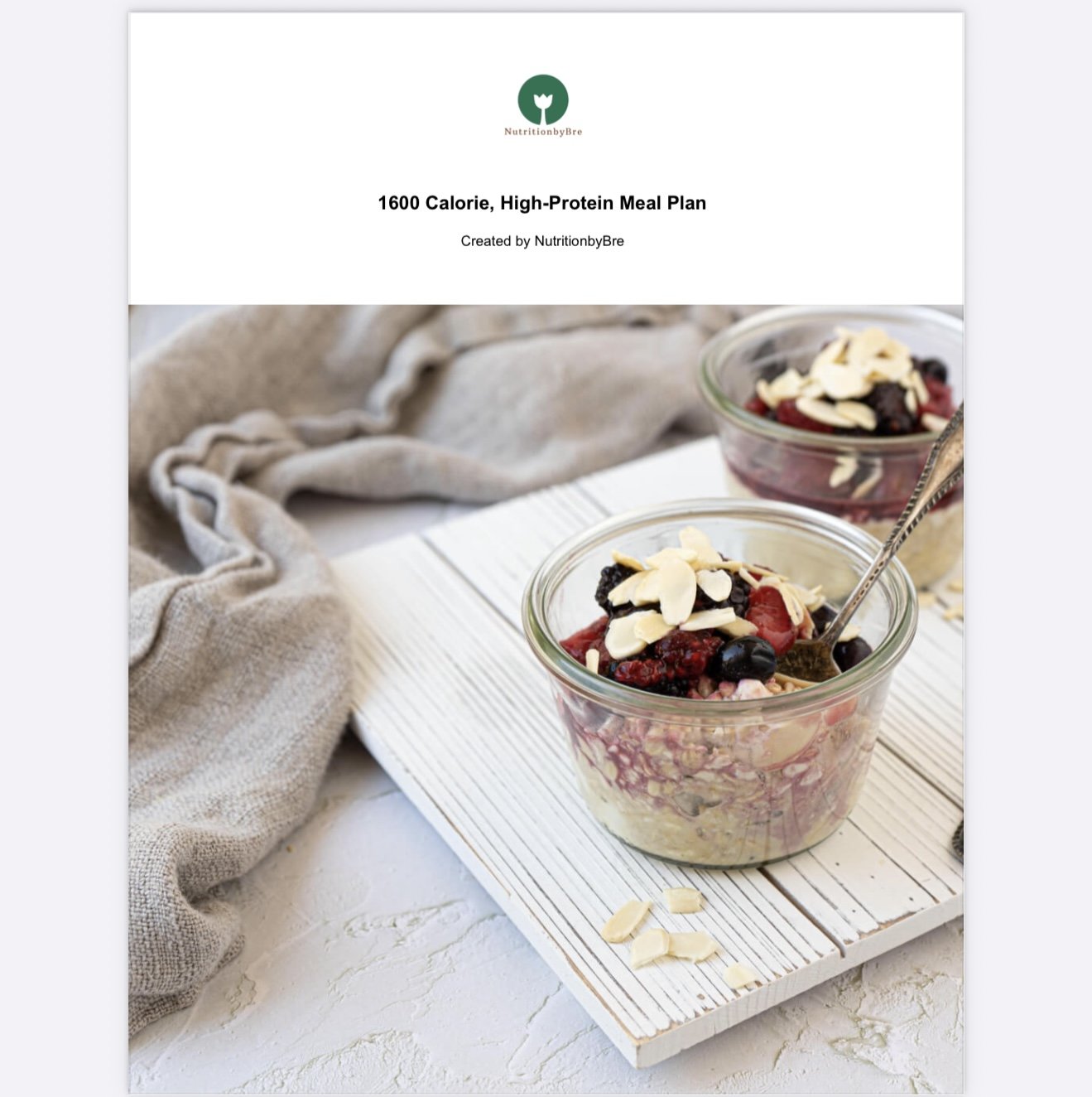 7-Day High-Protein Meal Plan  (1600 Calories)