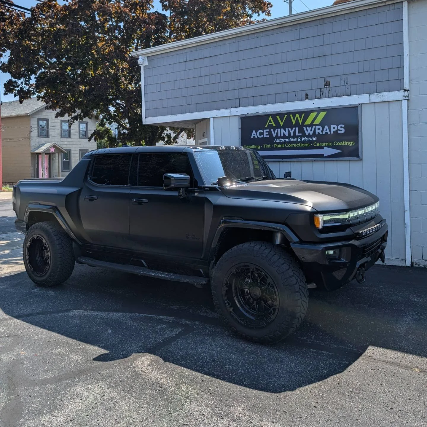 2024 EV HUMMER came in for some finishing touches to black this beauty out! Wrapped and ceramic coated the skid plate along with tinting the lights in Luxe Auto Concepts film