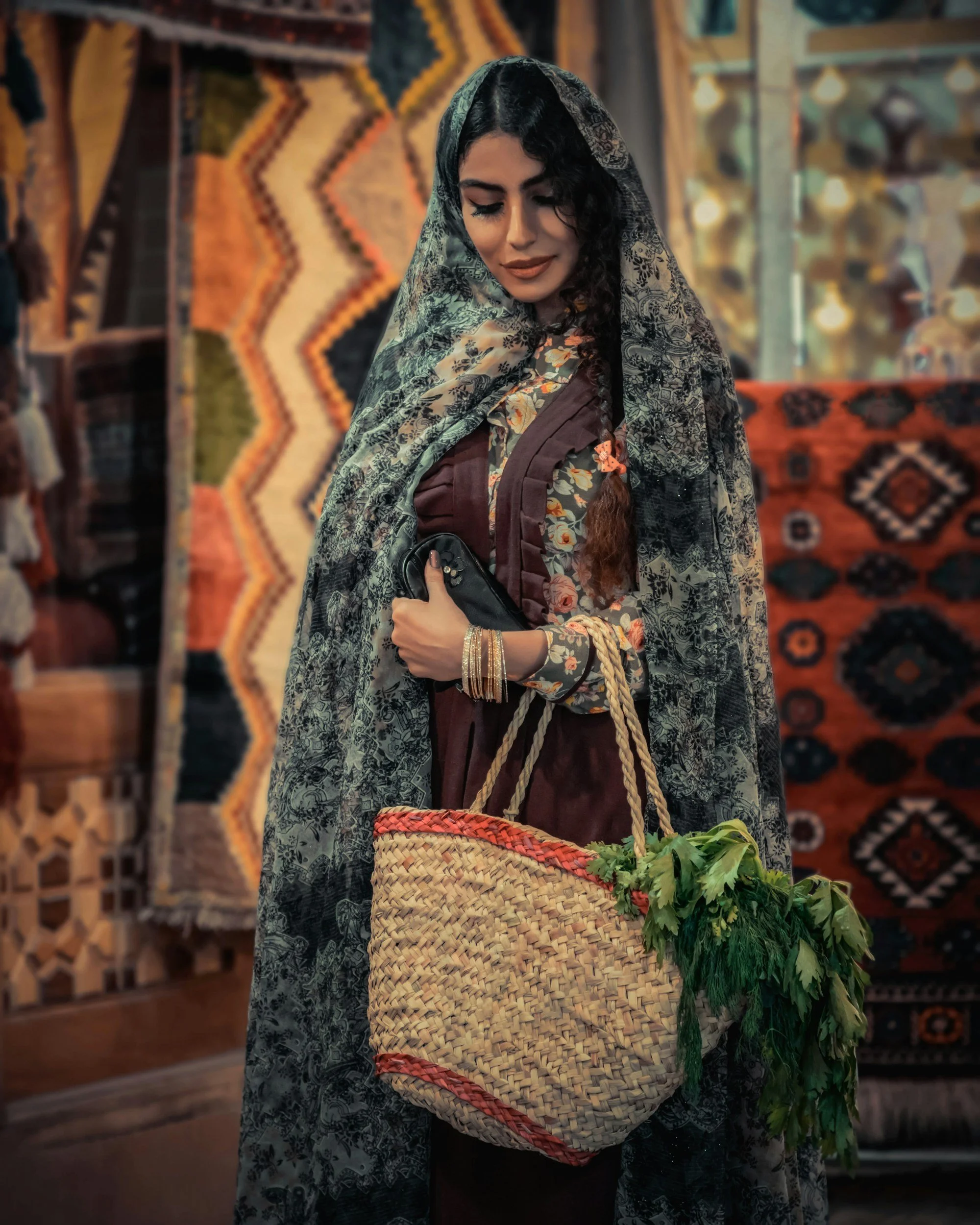 beautiful woman with basket
