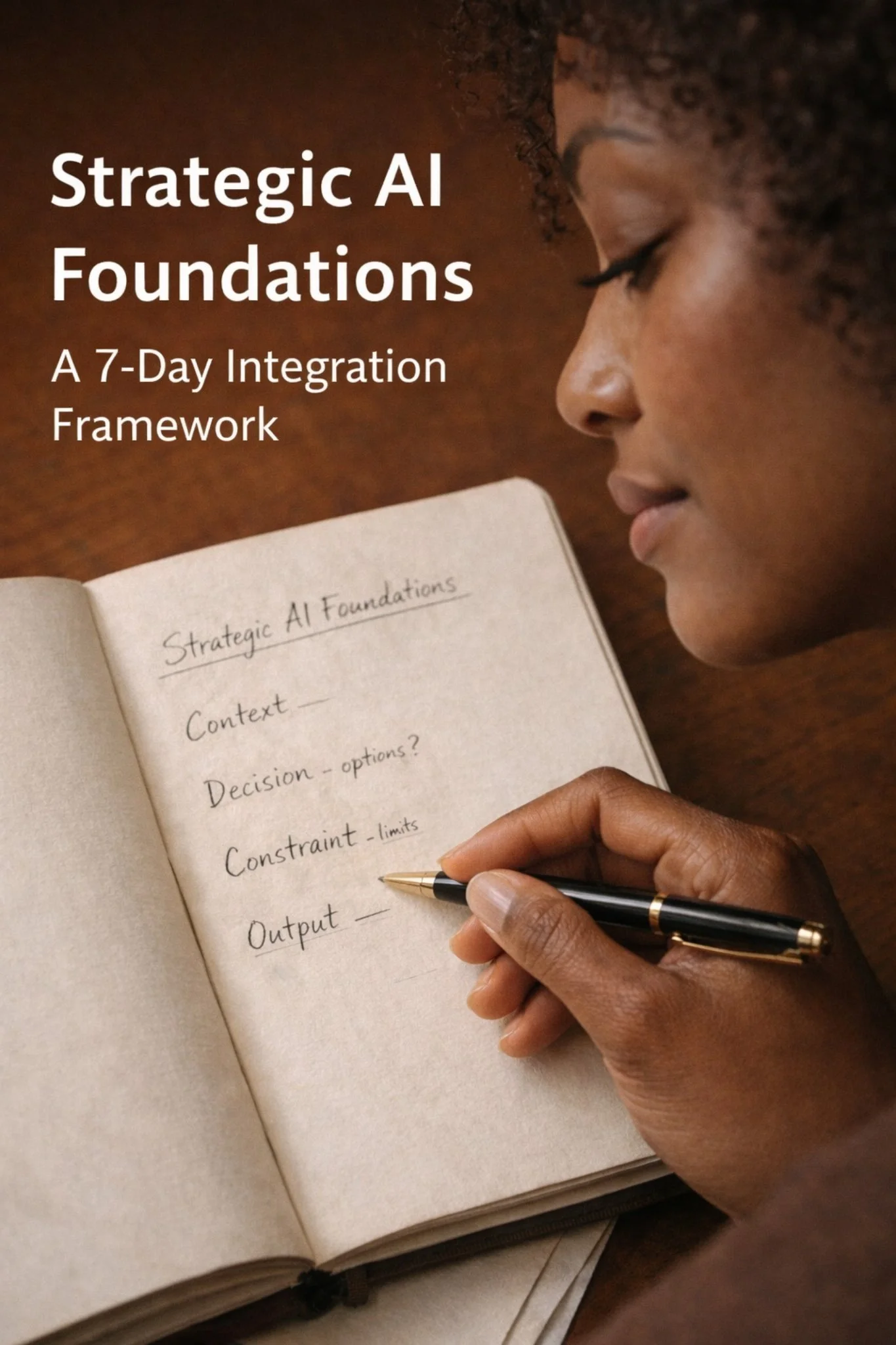 Strategic AI Foundations image with female taking notes