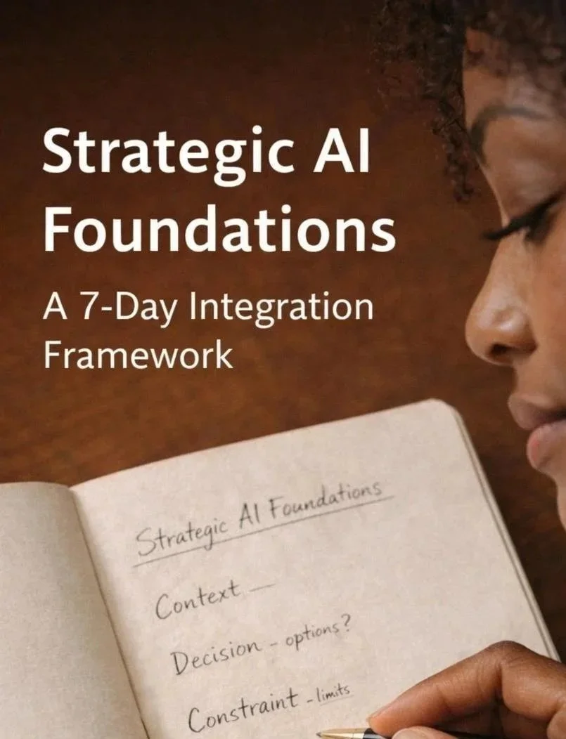 Woman writing in Strategic AI notebook