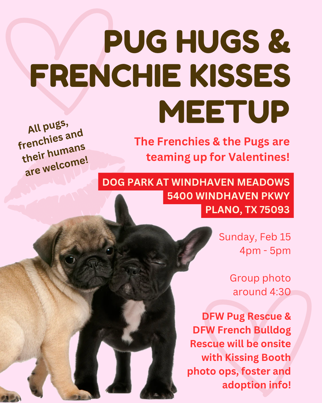 Pug Hug and Frenchie Kisses Meetup