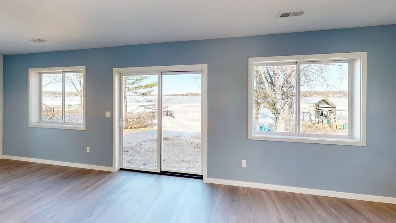 view of Big Cormorant Lake from inside lake home