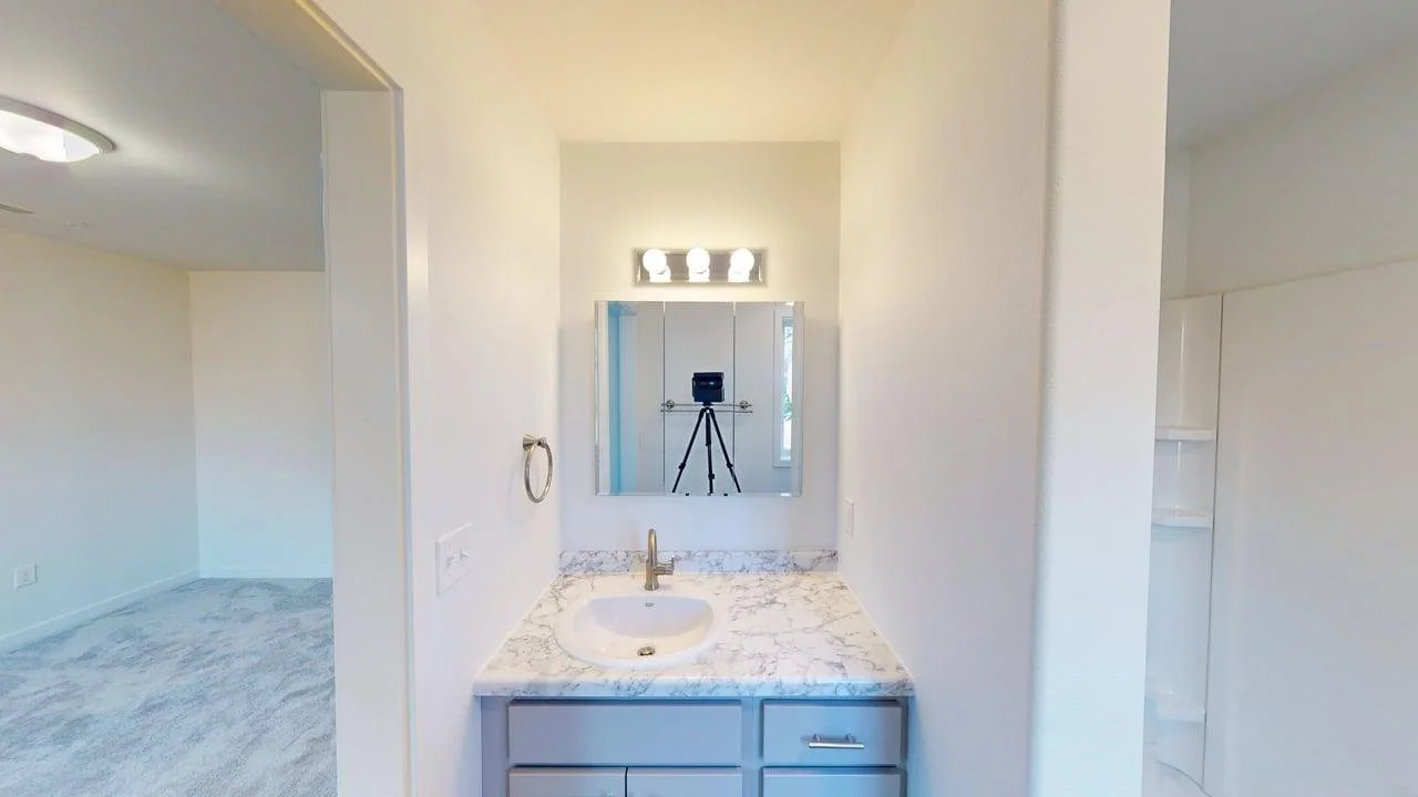bathroom in lake home on Big Cormorant Lake