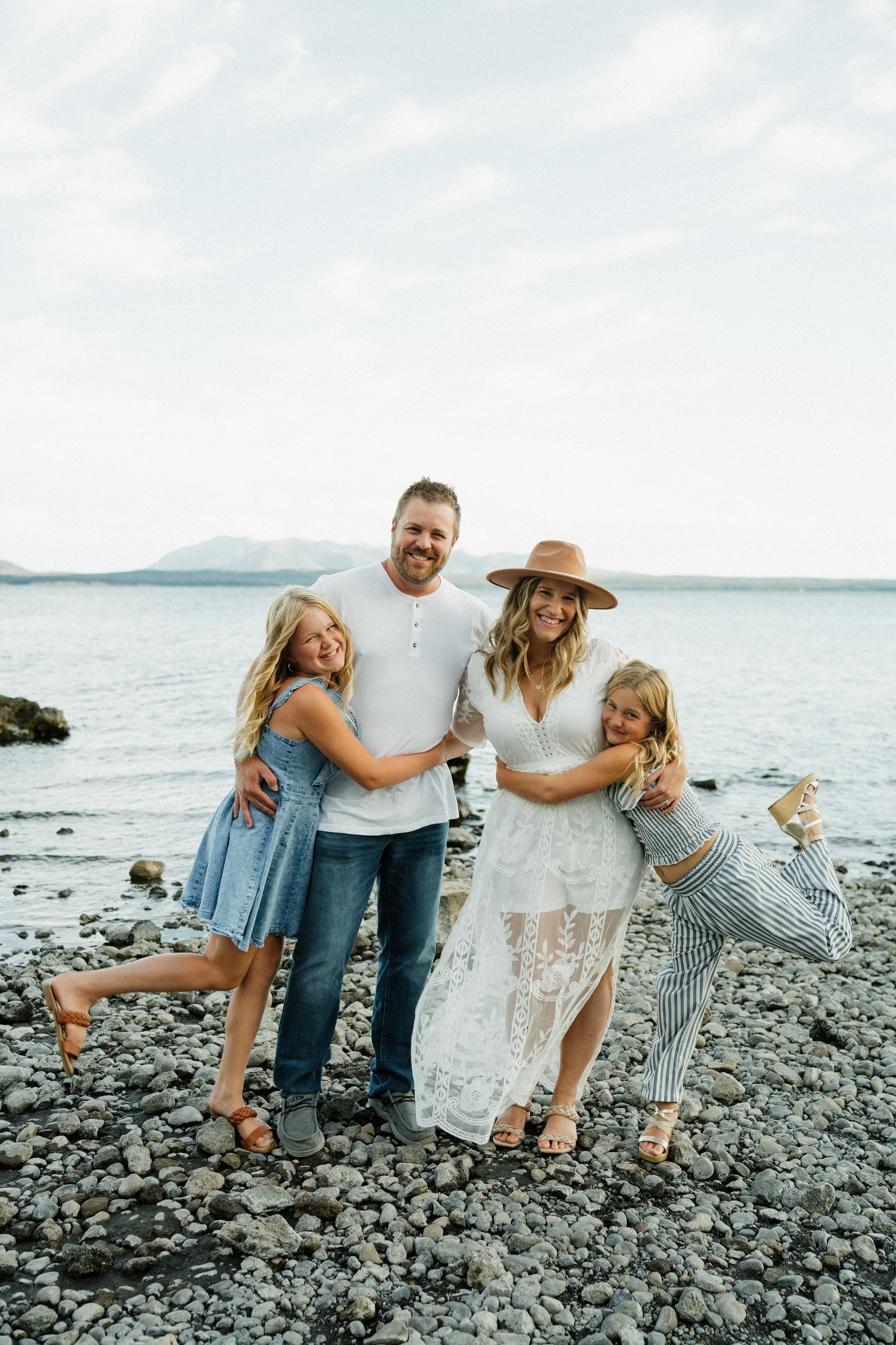 Andrew Pringle and family in front of a lake