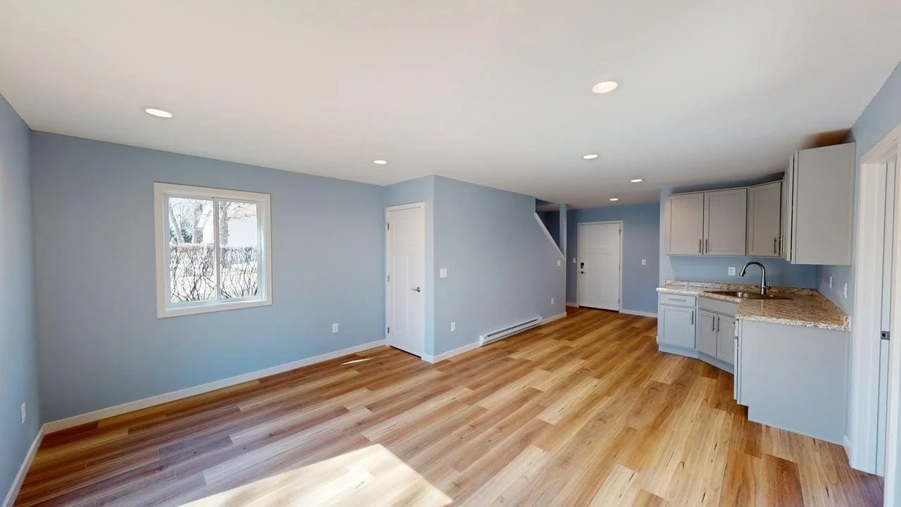 kitchen and dining room of lake home on Big Cormorant Lake