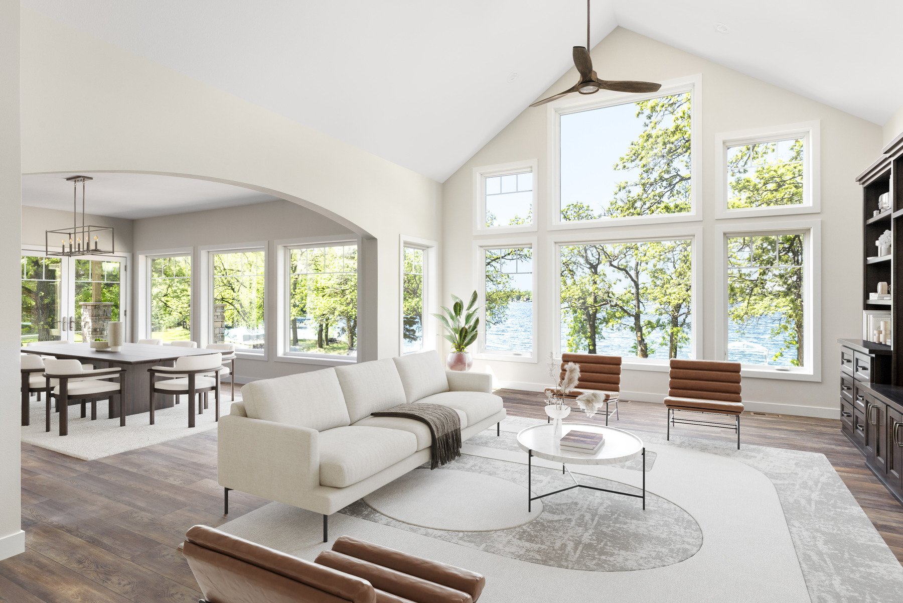 living room in Stuart Lake home
