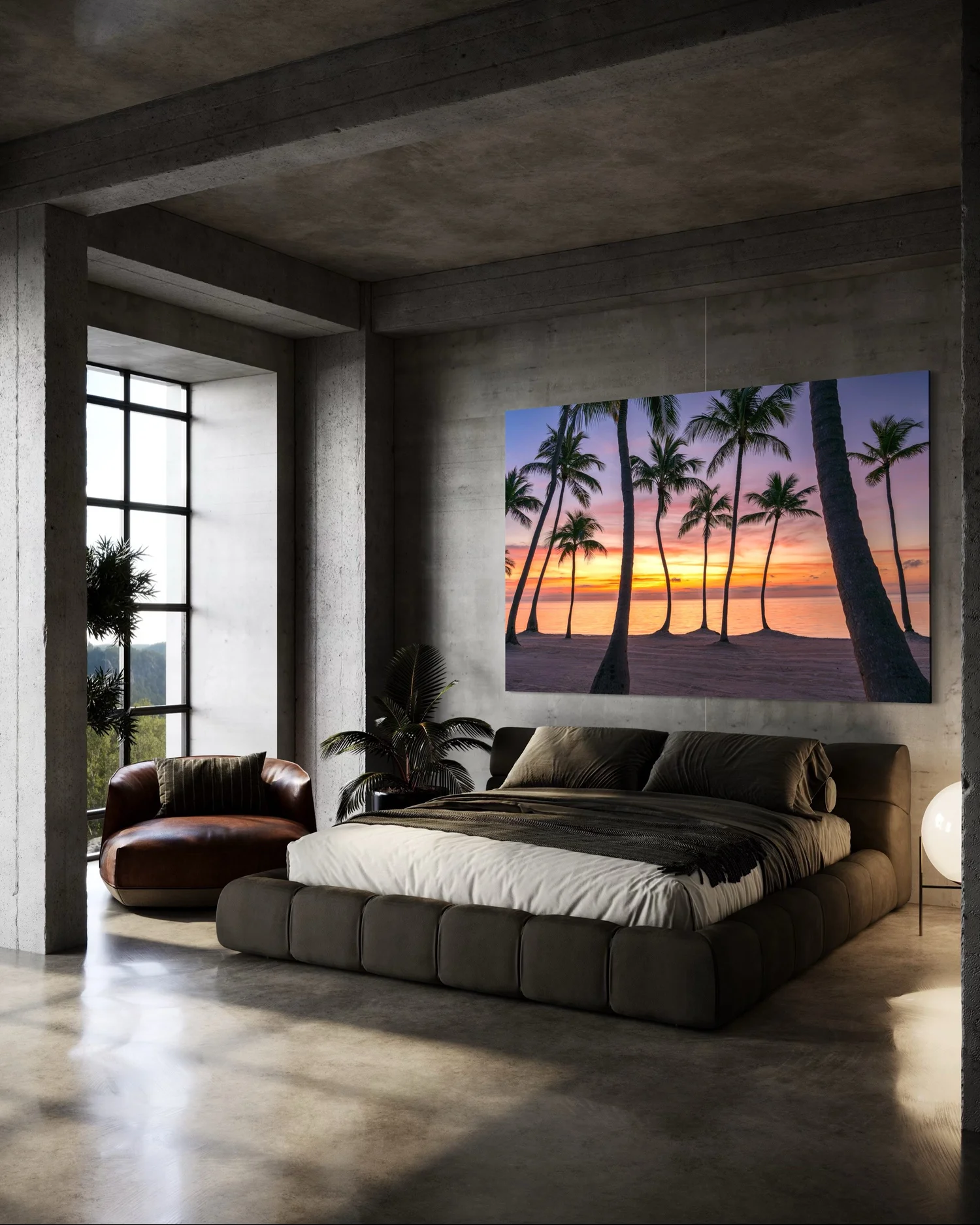 Sunrise Palms - Palm trees silhouetted against a colorful tropical