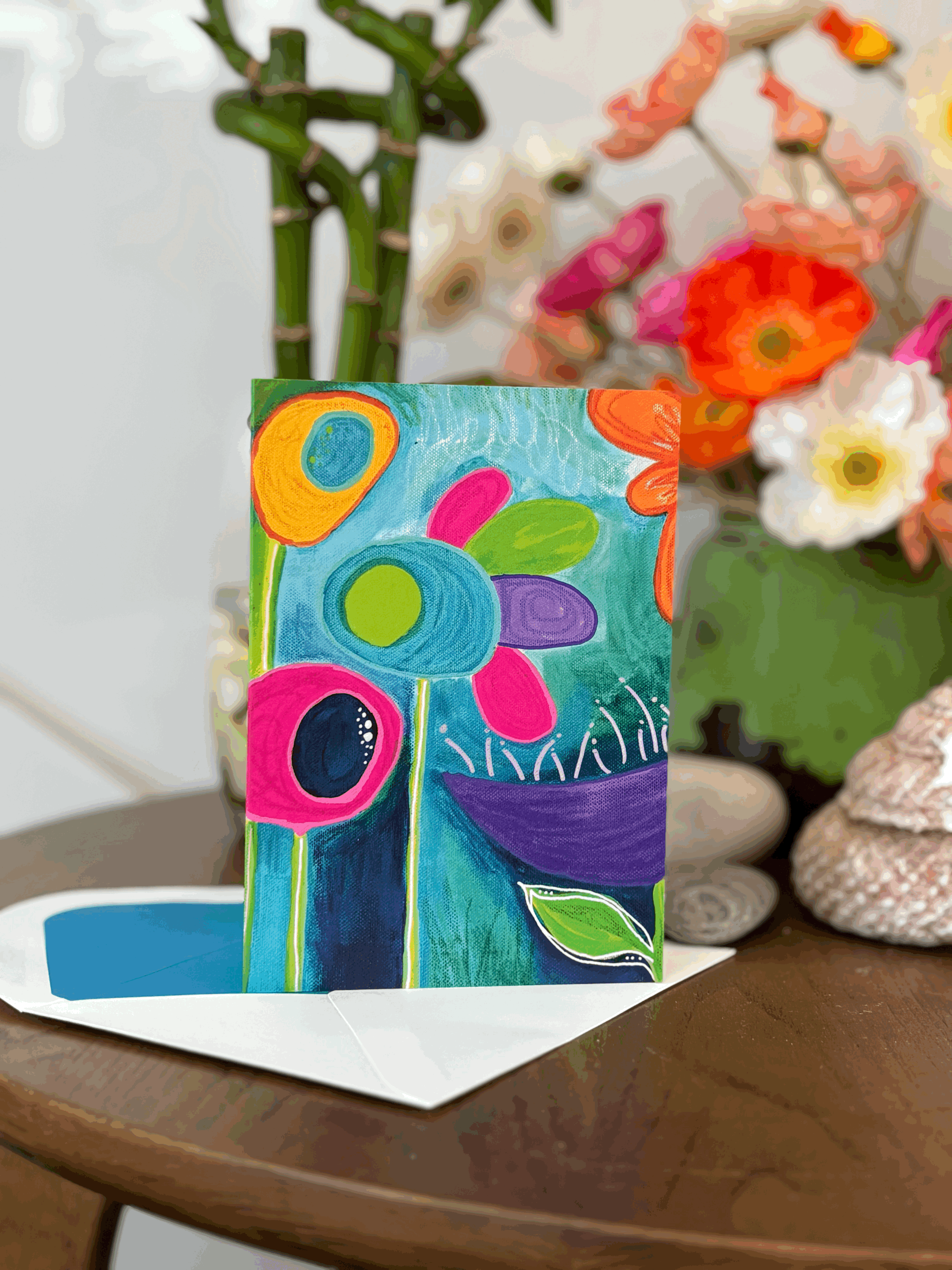 Beautiful whimsical blank greeting card
