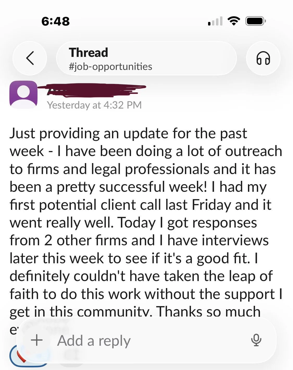 PIBS member testimonial screenshot