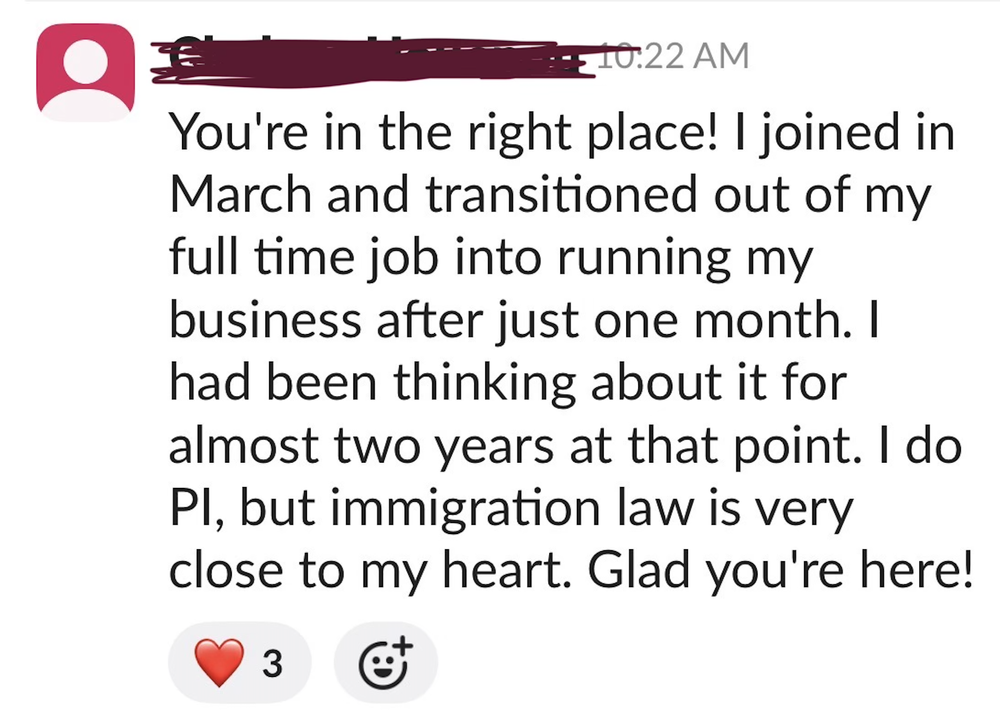 PIBS member success screenshot