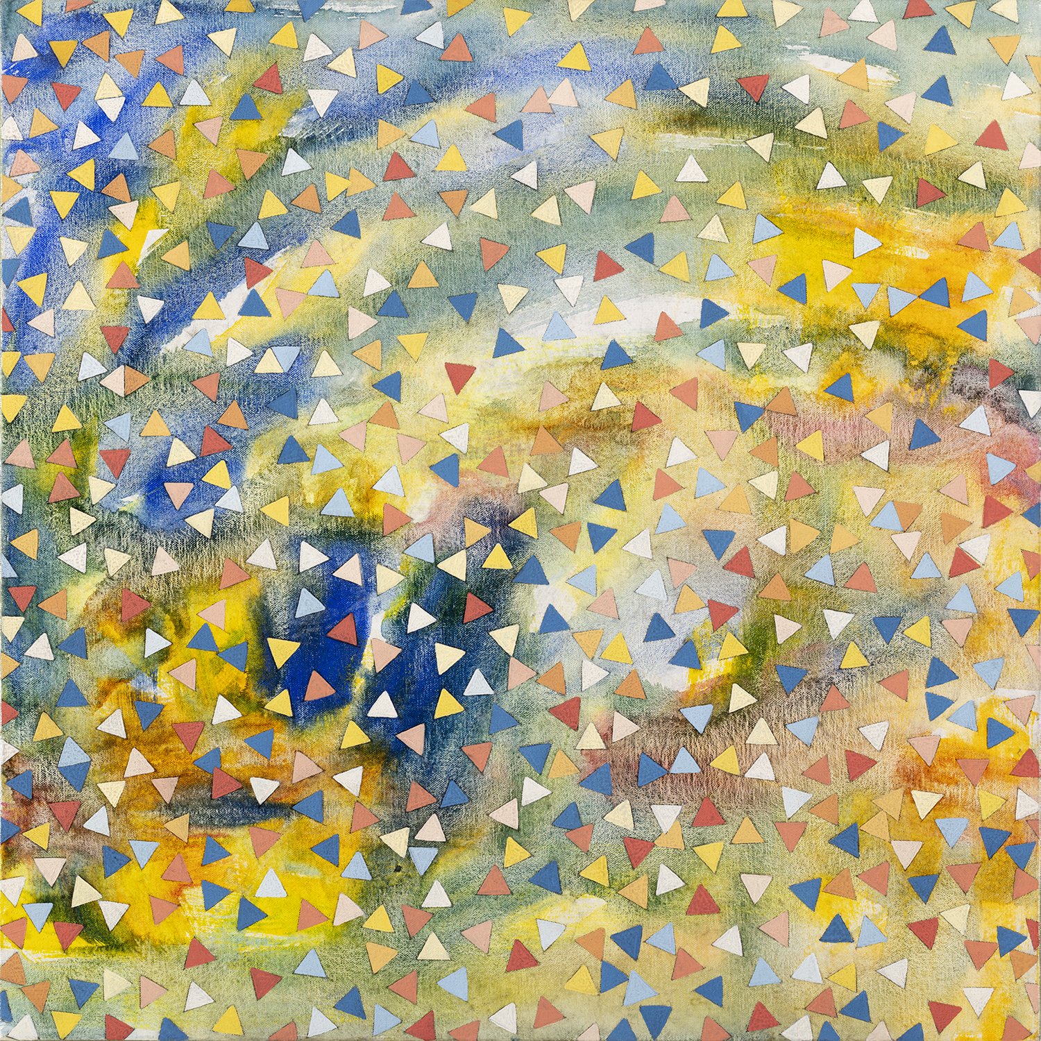 Dispersal - 2009
Acrylic paint on canvas
70 x 70cm
$1,400
Although I created and exhibited this little painting in 2009, I have included it here as it fits perfectly with the current theme and I exhibited it again in the ‘Ecotones’ exhibition in