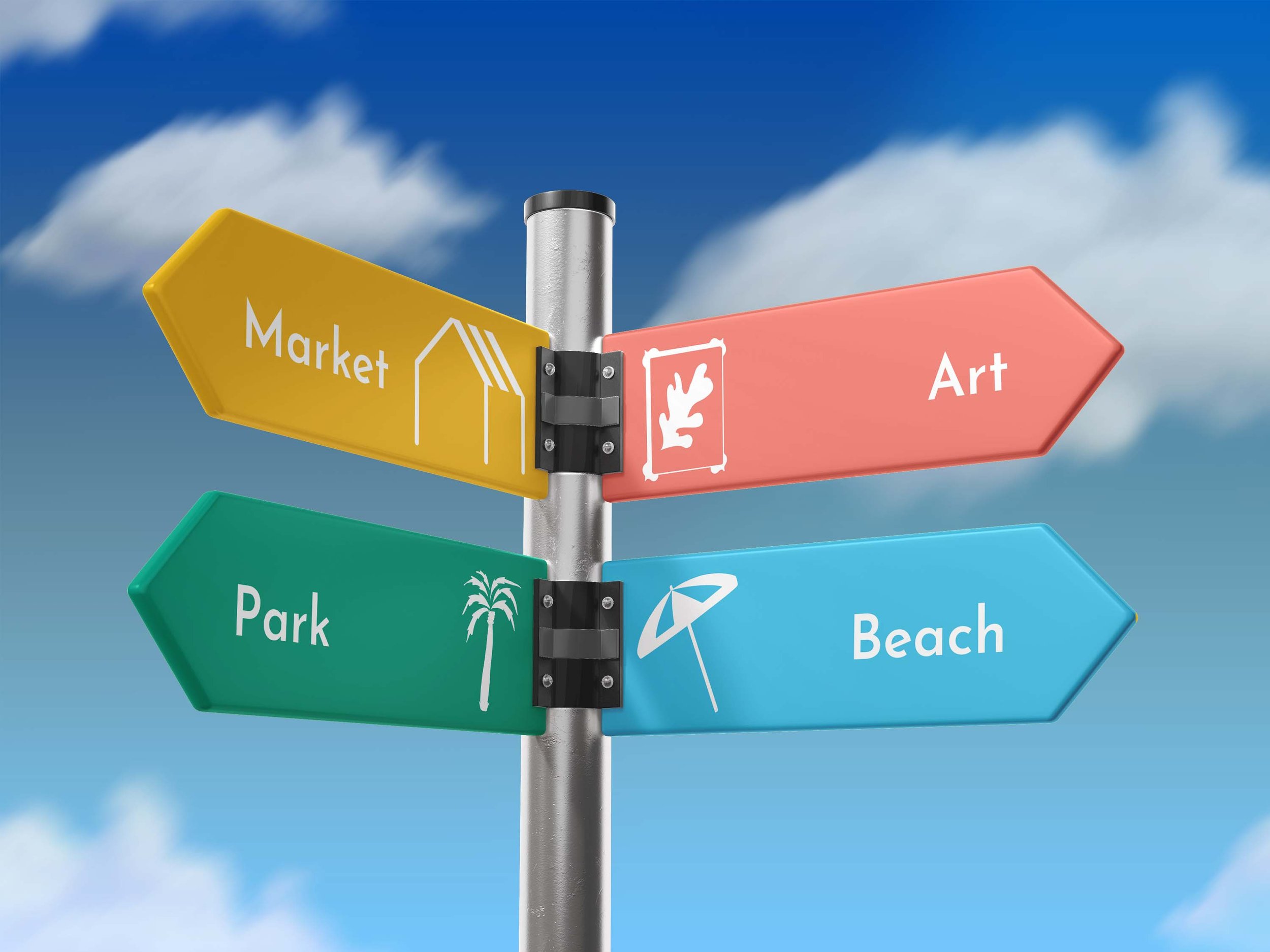 Original color palette on a wayfinding sign