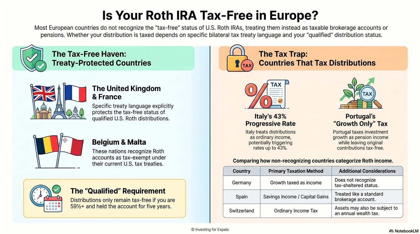 Countries recognizing tax-free Roth distribution