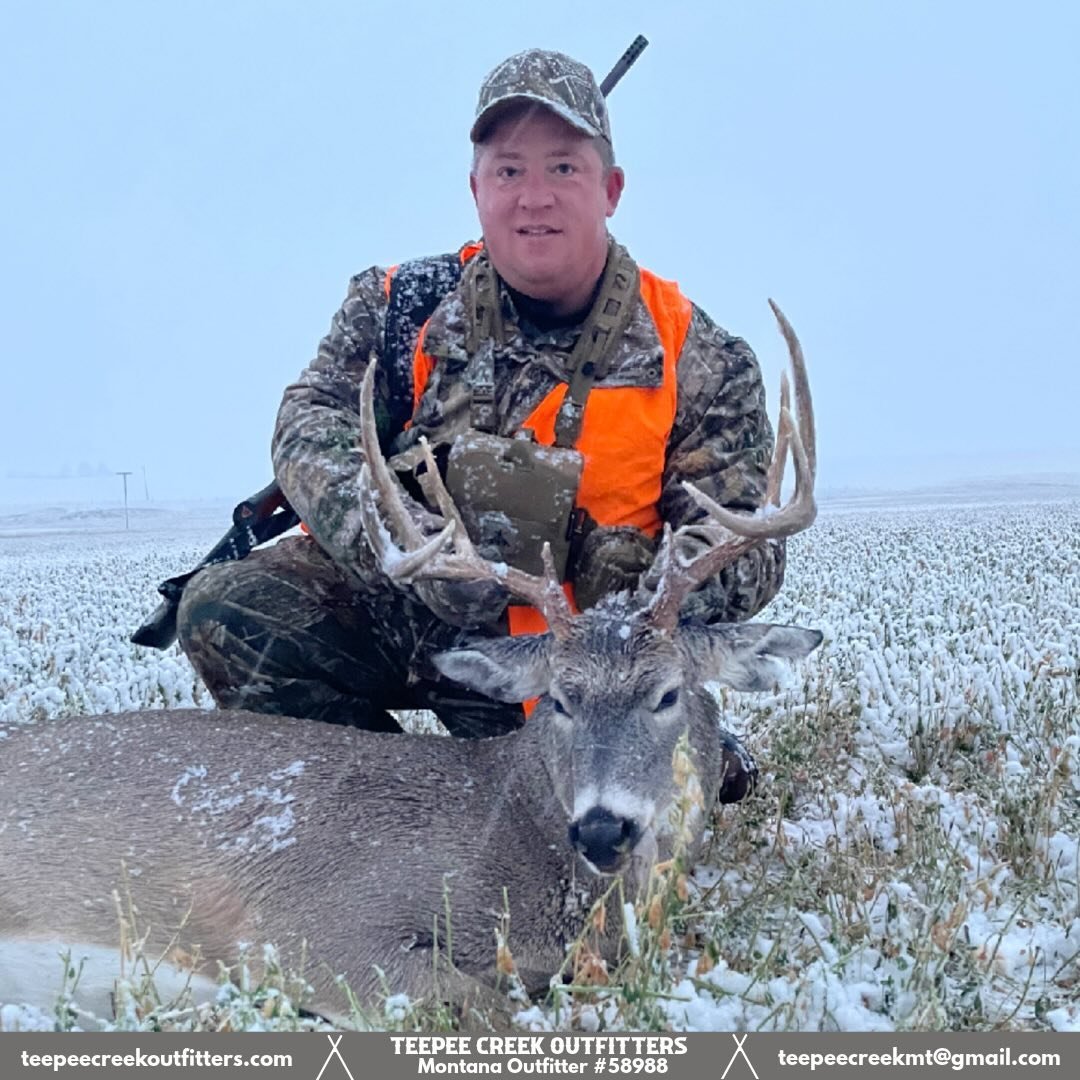 Congratulations to our hunter, Matt, on an incredible whitetail buck! 👏 Shoutout to our guide, Sam, for doing an outstanding job leading the way!

#WhitetailHunting #HuntMontana #HuntingSeason #TeepeeCreekOutfitters #MontanaHunting #HuntSuccess #Gui