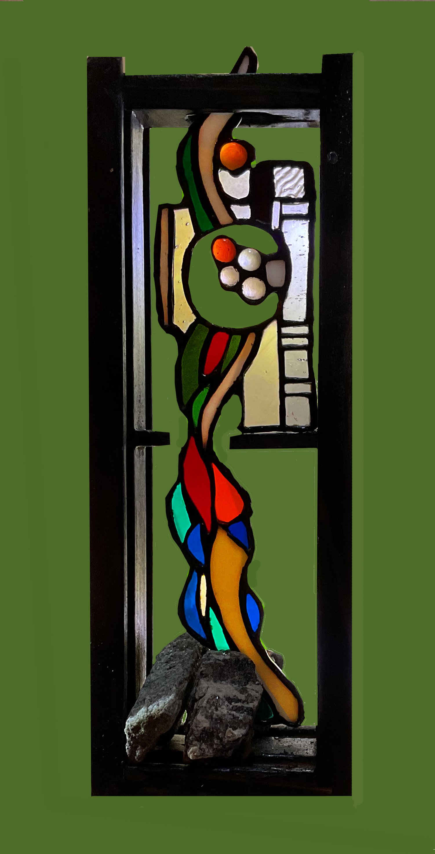 Custom Stained Glass Art & Design by Roger Richmond - glass art with wood frame