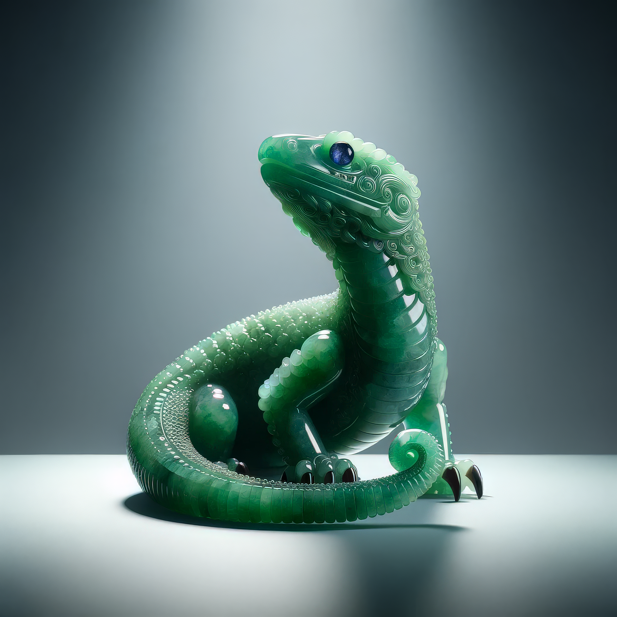 10. A CARVED JADE LIZARD FIGURINE, EARLY 18TH CENTURY