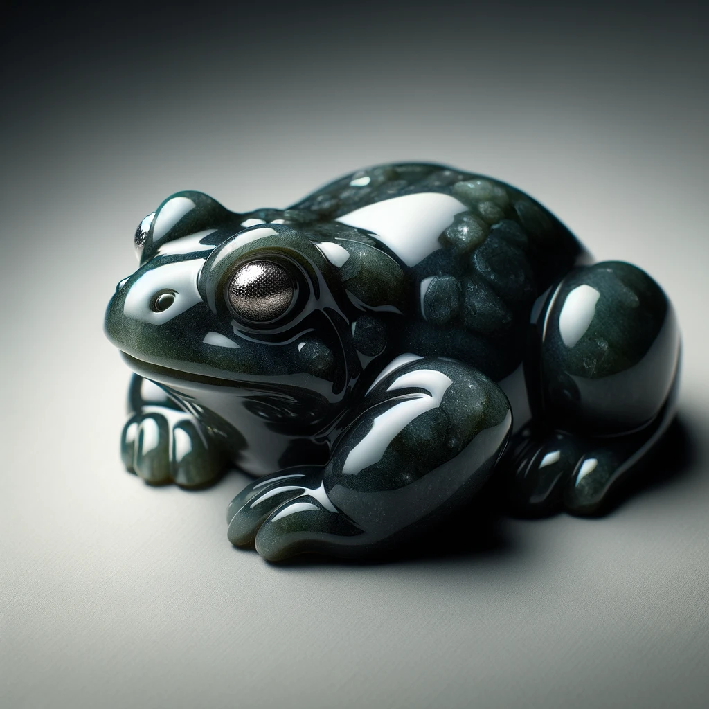 11. A CARVED DARK SPINACH JADE FROG FIGURINE, LATE 19TH CENTURY