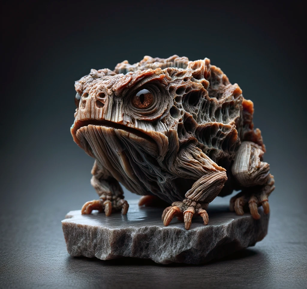 14. A CARVED SCORIA TOAD FIGURINE, LATE 19TH CENTURY