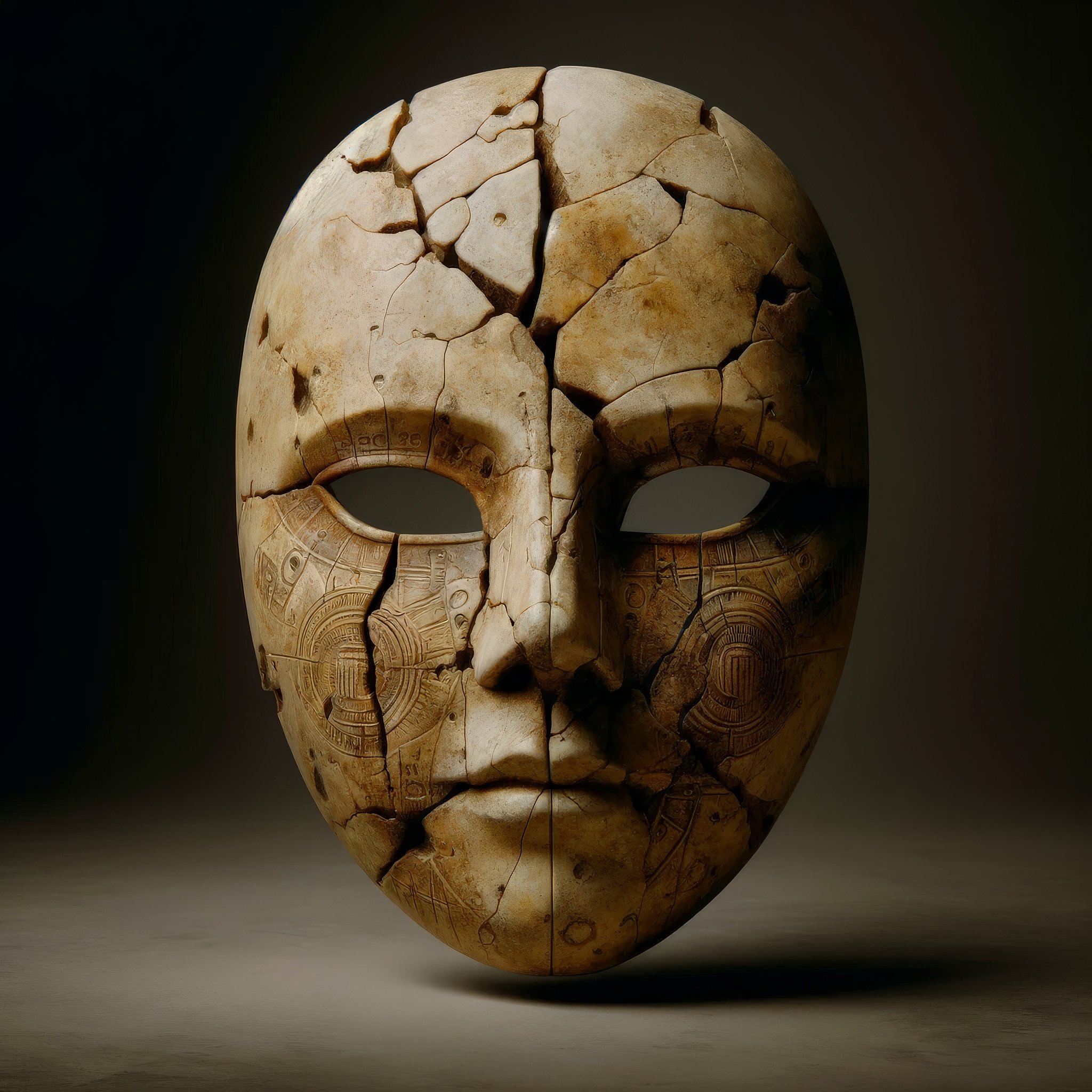 7. A CARVED STONE MASK OF A YOUTH, 9TH CENTURY