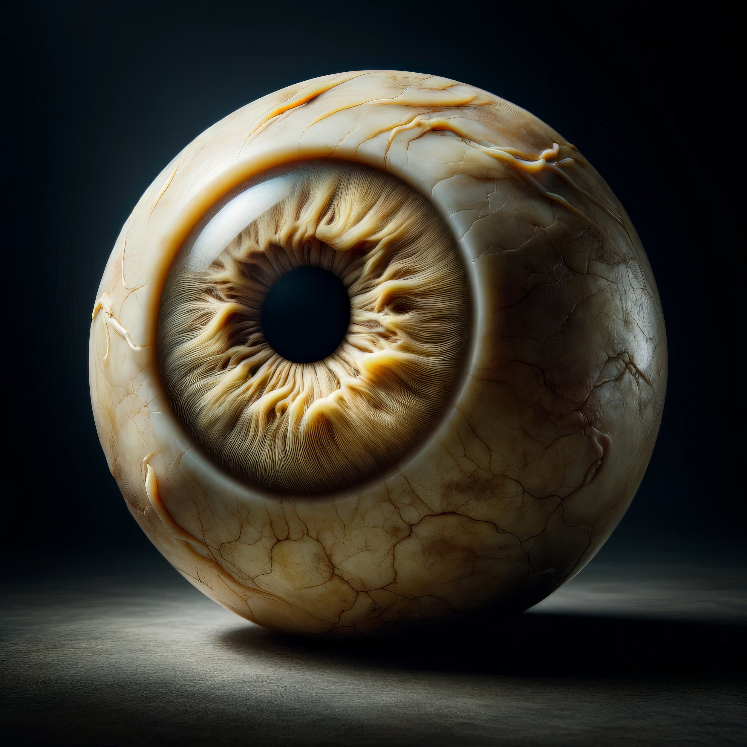 27. A CARVED IVORY AND BLOWN GLASS MODEL OF A MAMMALIAN EYE, EARLY 19TH CENTURY