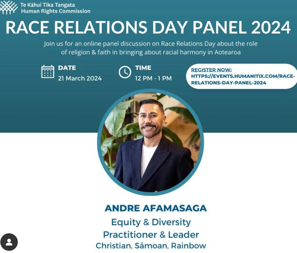 Andre Afamasaga as a Race Relations Day 2024 panellist for the NZ Human Rights Commission