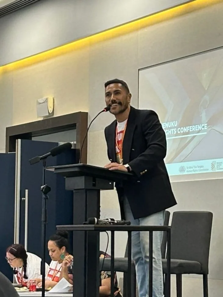 Andre Afamasaga convening the Te Kahui Tika Tangata Rainbow Rights are Human Rights Conference in Auckland