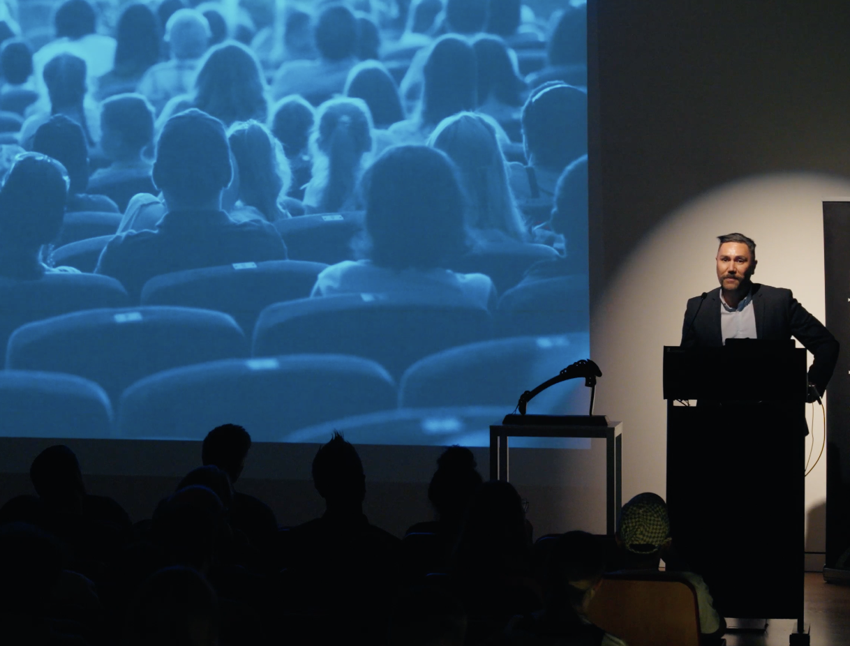 Andre Afamasaga speaking at the Best of the Best Design Awards talks on Give Nothing to Racism