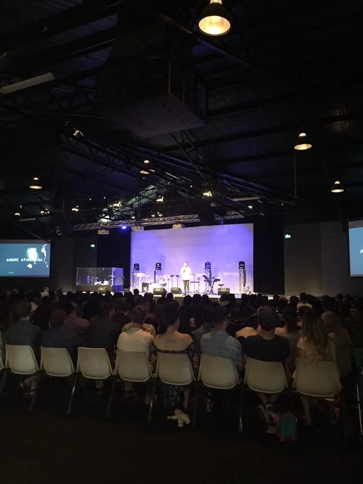 Andre Afamasaga speaking at a youth rally in Perth, WA, Australia
