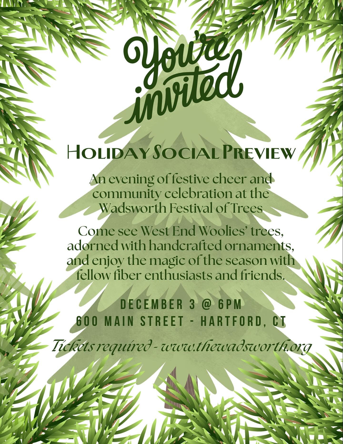 And once the tress is dressed and delivered - it's showtime! Tickets for the Holiday Social Preview (and ugly sweater competition) can be purchased on the Wadsworth website! Hope you'll join us to celebrate our trees and share in some holiday cheer ?