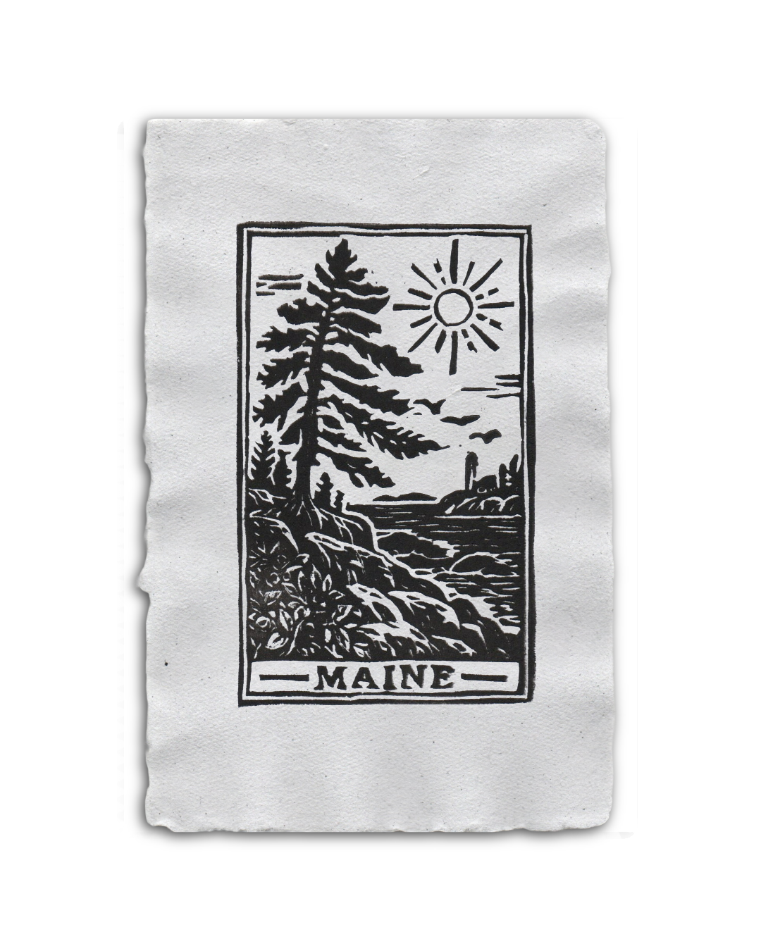 Maine Tarot Card Block Print