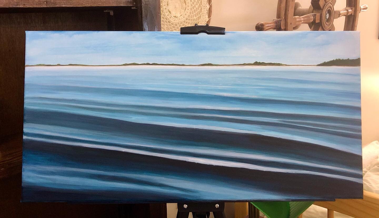 🎨🖌️ Just finished! Acrylic paint on a 12&rdquo;x24&rdquo; stretched canvas 🌊 #acrylicpainting #landscapepainting #water