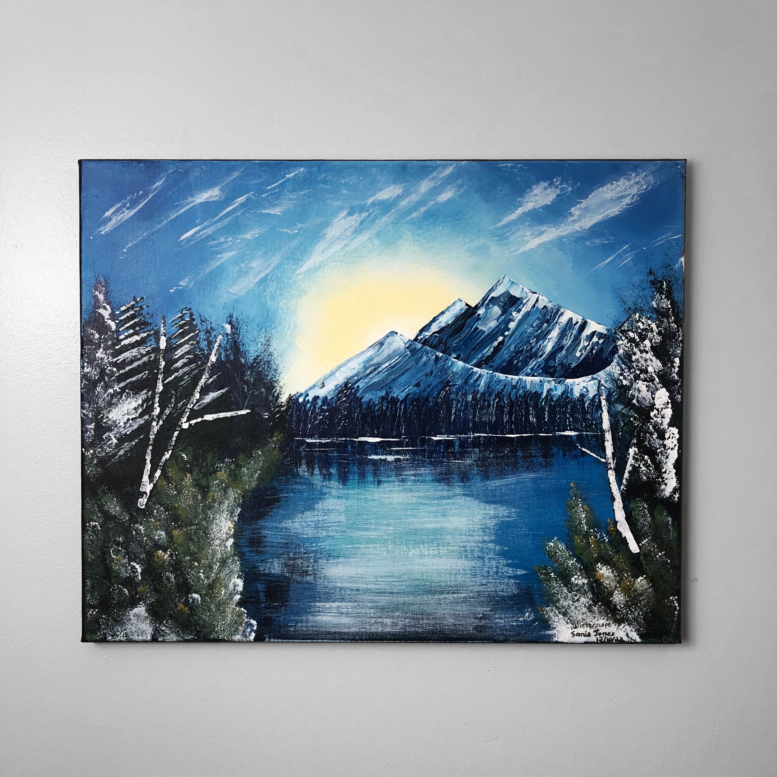 Winterscape 16"x20" acrylic paint on stretched canvas