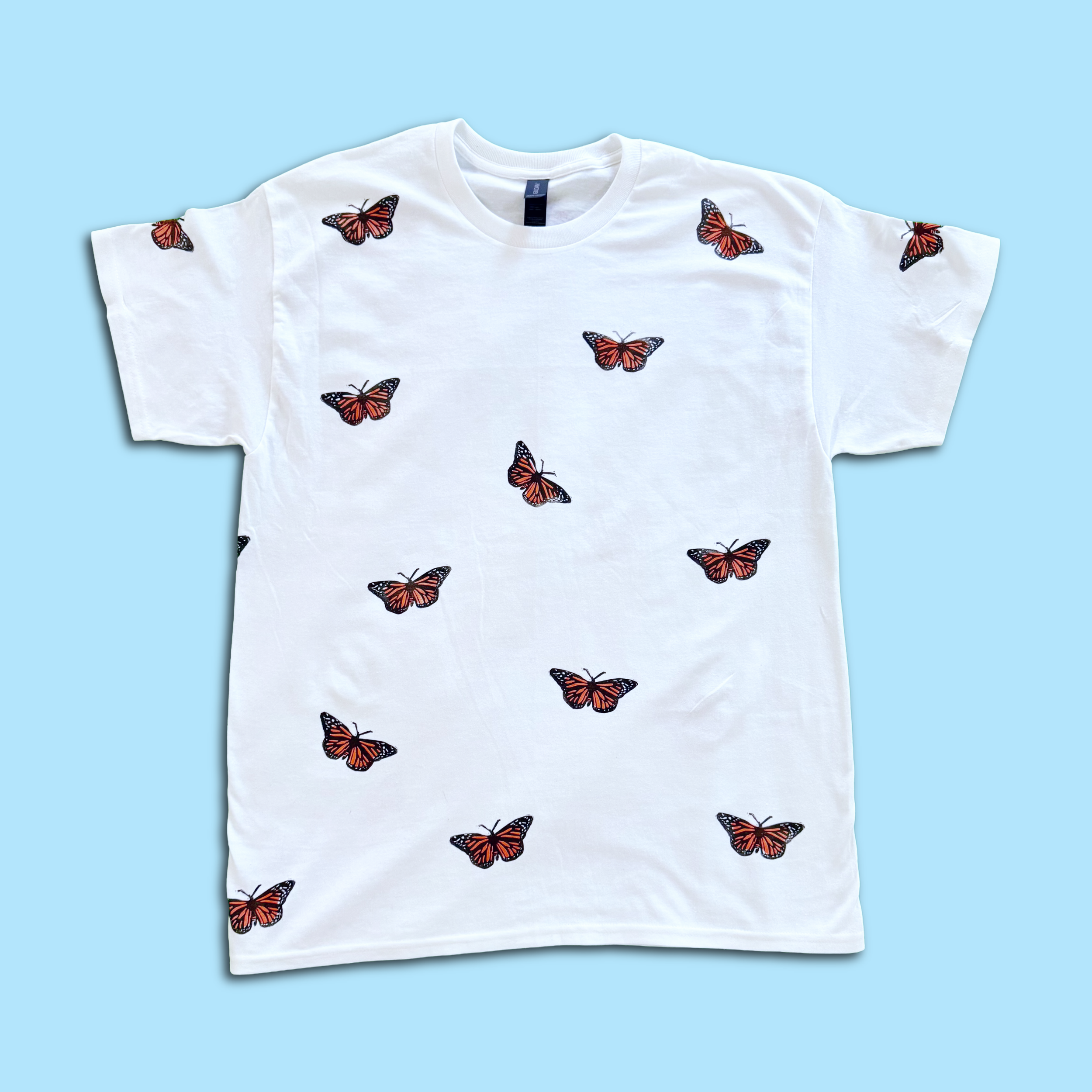 Monarch Butterfly Hand-Block-Printed T-Shirt