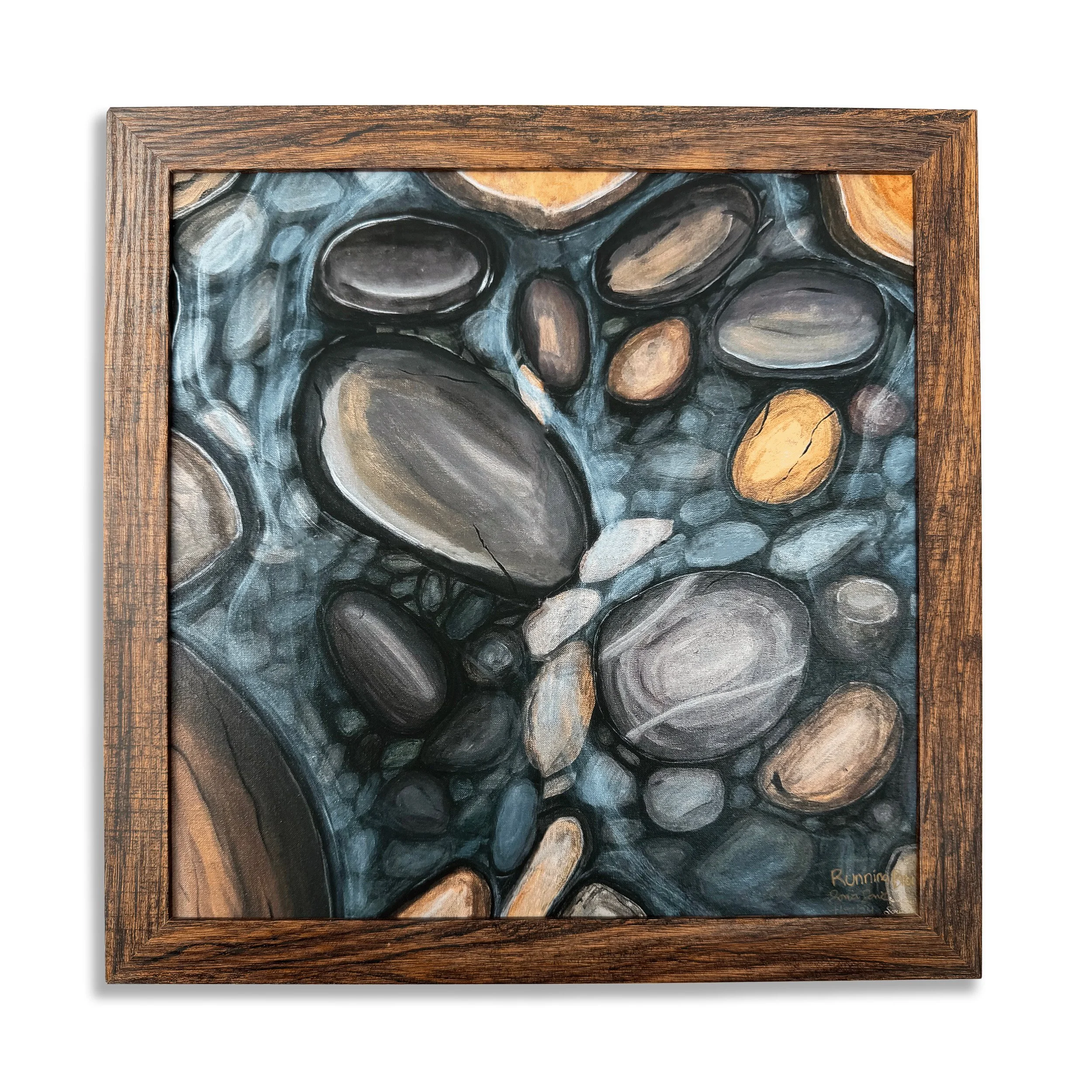 running-brook-framed-giclee-water-print-maine-4x4-brown-frame.jpg