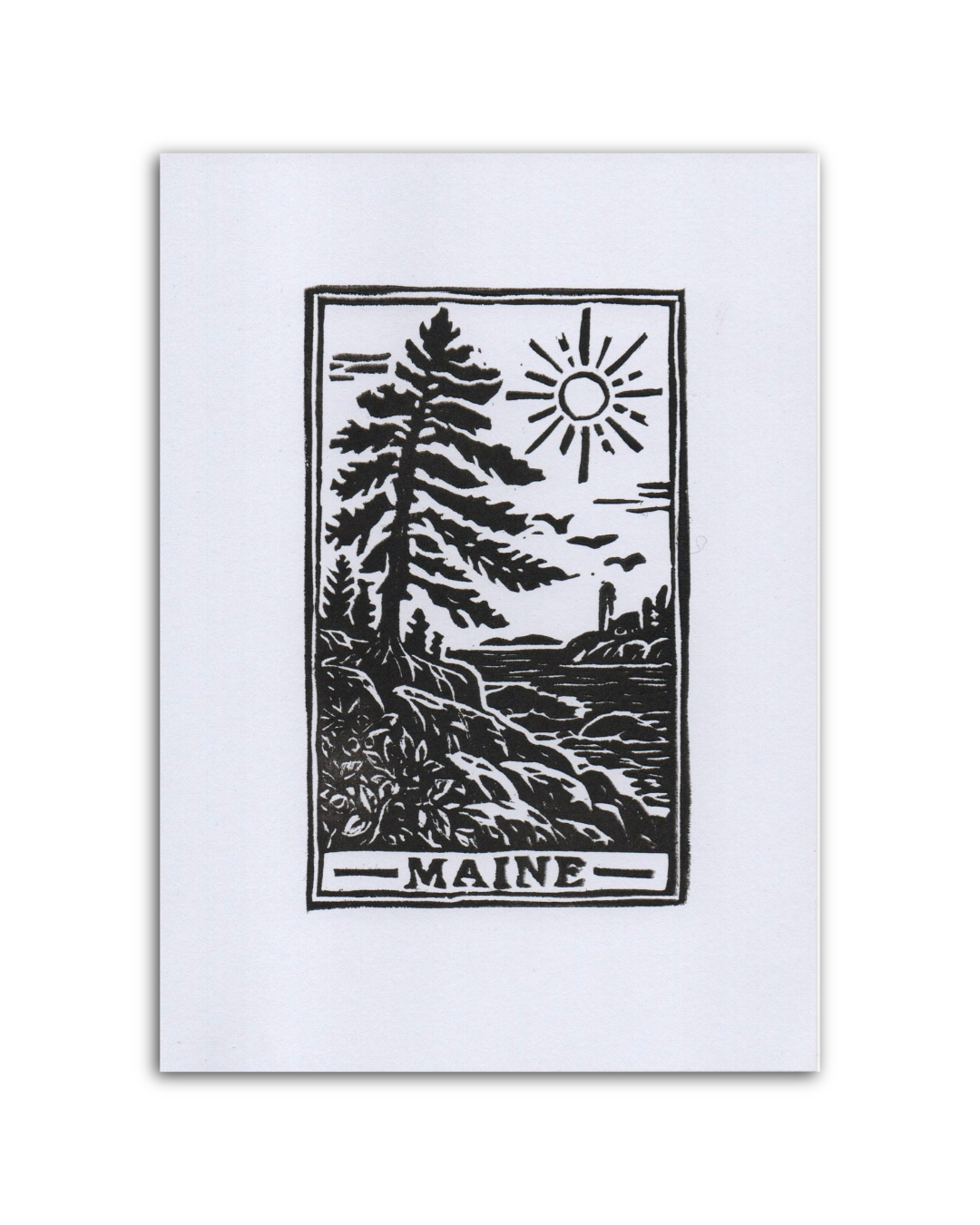 Maine Tarot Card Block Print