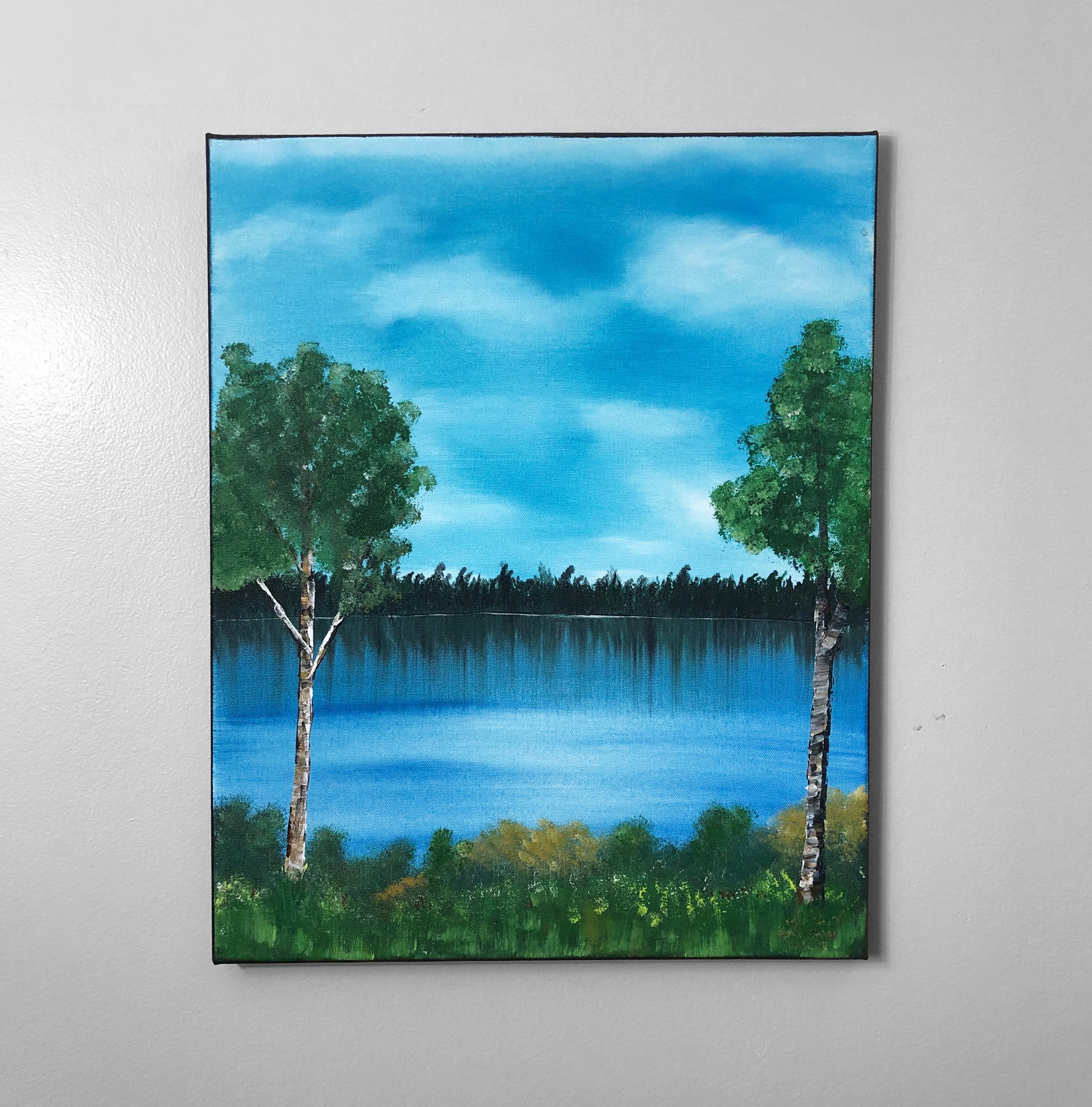 Still Pond 16"x20" acrylic paint on stretched canvas