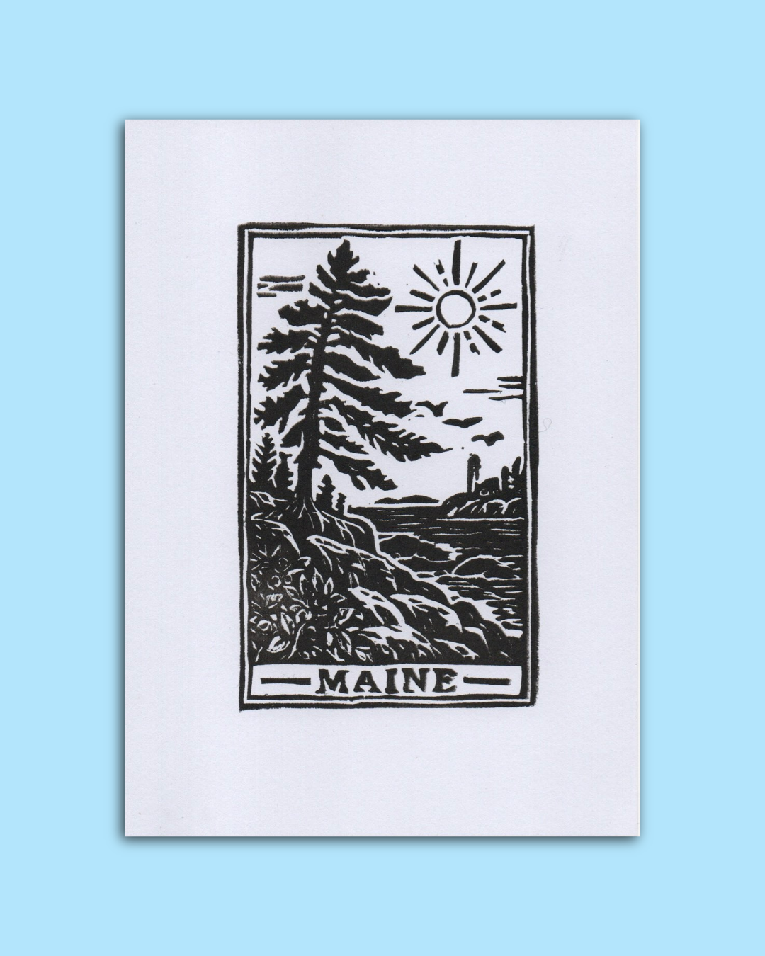 Maine Tarot Card Block Print
