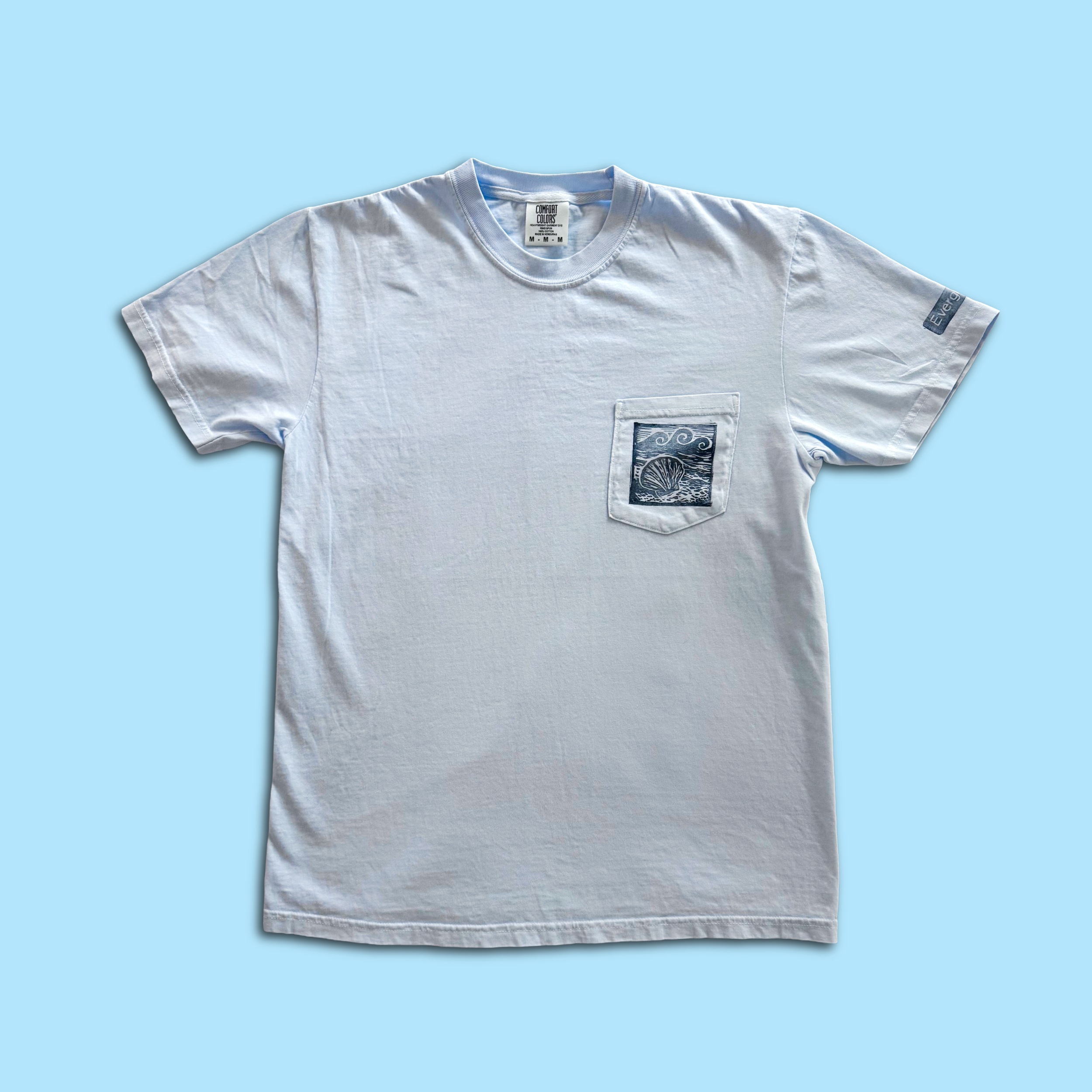Shell and Waves Hand-Block-Printed Pocket T-Shirt
