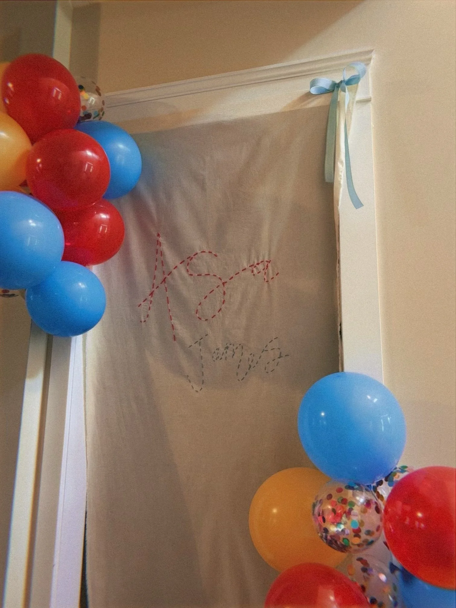 Did I decide to embroider a fabric sign the night before the shower? yep