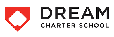 Logo of DREAM Charter School with a red shield design.