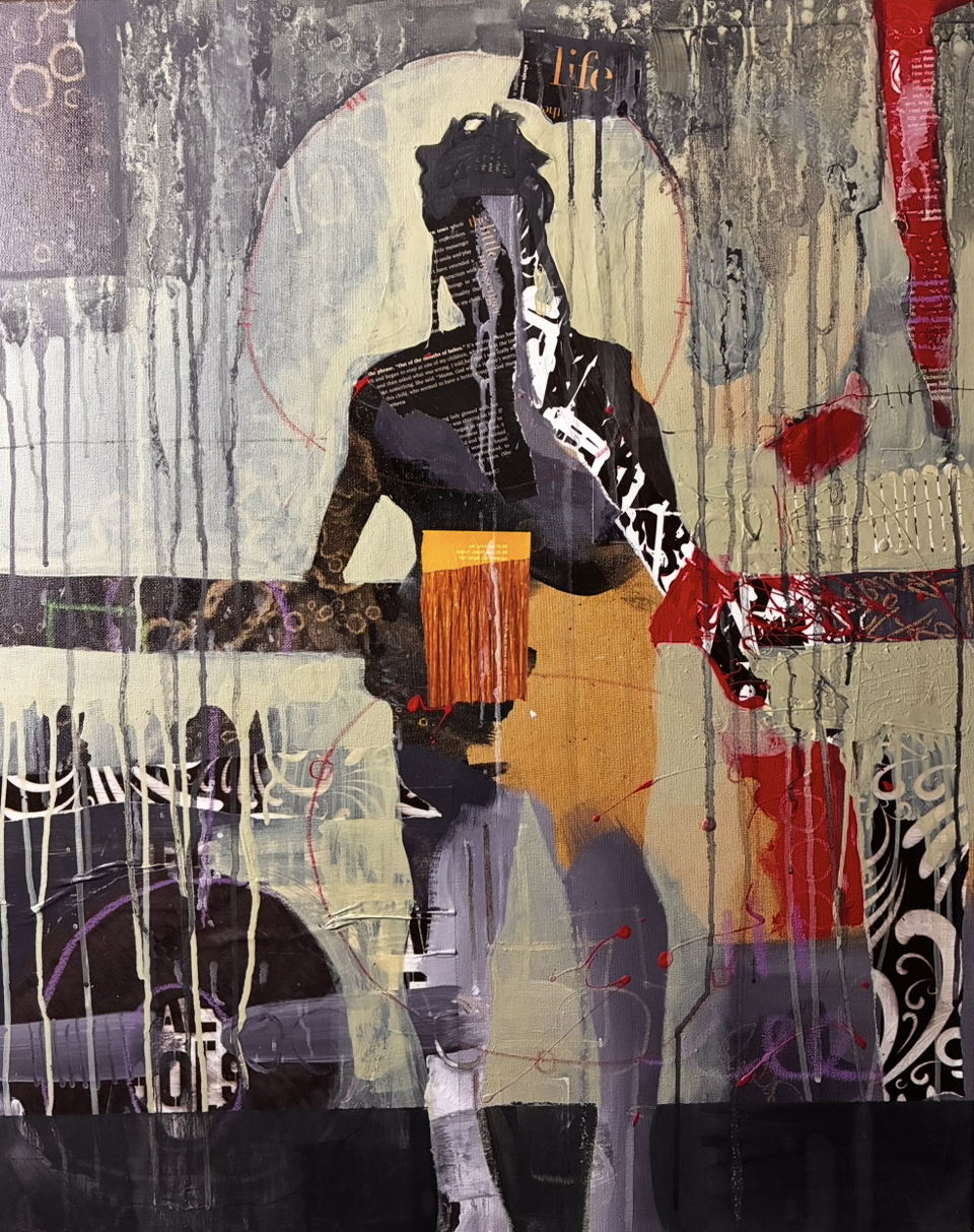 "Changing Trying Every way I can " Acrylics, House Paint and Mixed Medium on 24x30 inches stretched canvas 2025