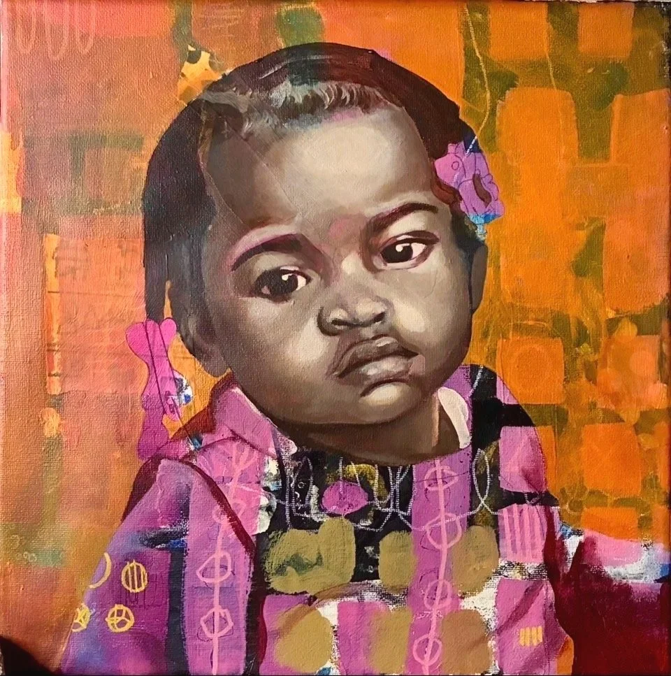 "Portrait of Semja Crosby" Acrylics and Mixed Medium on 12x12 inches stretched canvas 2026