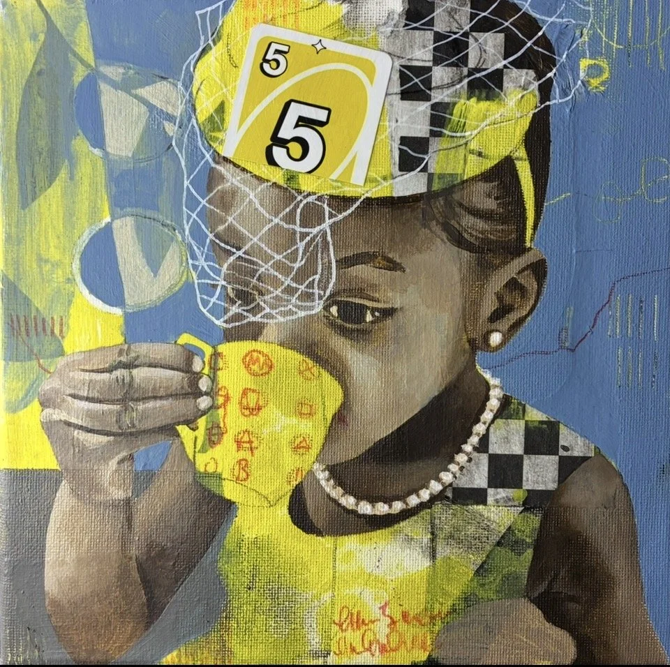 "Staying Out Of Grown Folks Business"
Acrylics and Mixed Medium on 8x8 inches stretched canvas 2026