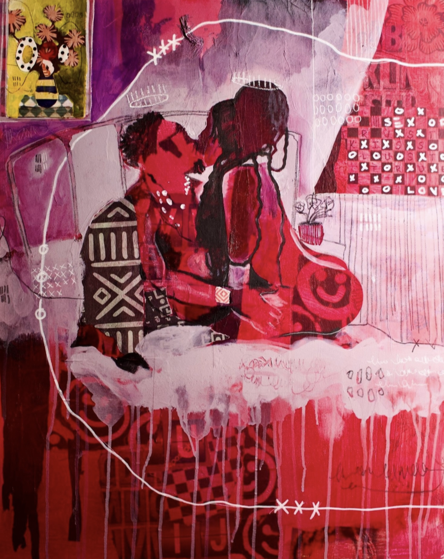 "If this isnt love " Acrylics, House Paint and Mixed Medium on 24x30 inches stretched canvas 2025