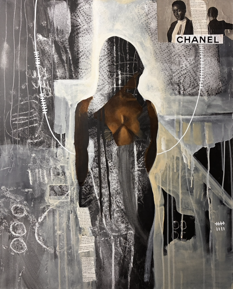 "Bluffing in the Snow " Acrylics, House Paint and Mixed Medium on 24x30 inches stretched canvas 2025