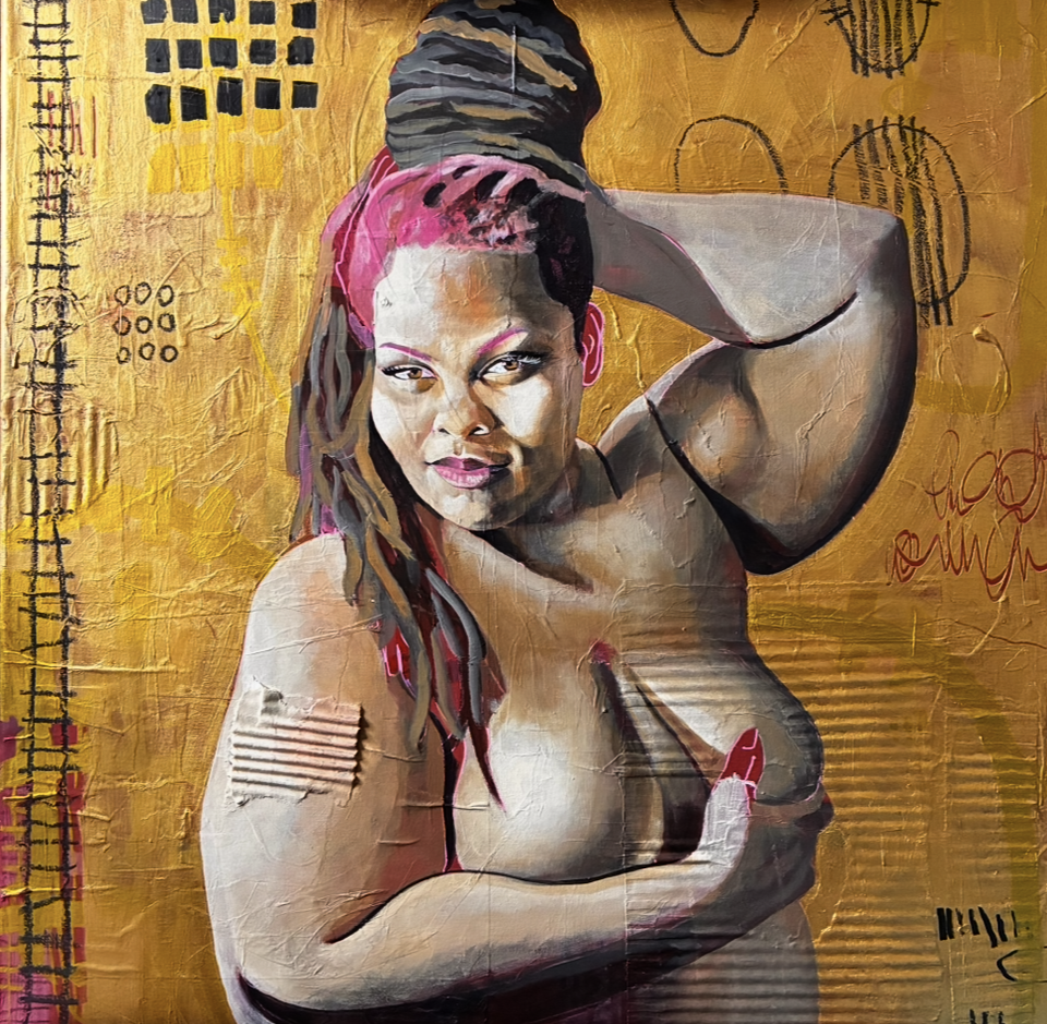 "Copper Candy " Acrylics, House Paint and Mixed Medium on 24x24 inches stretched canvas 2025