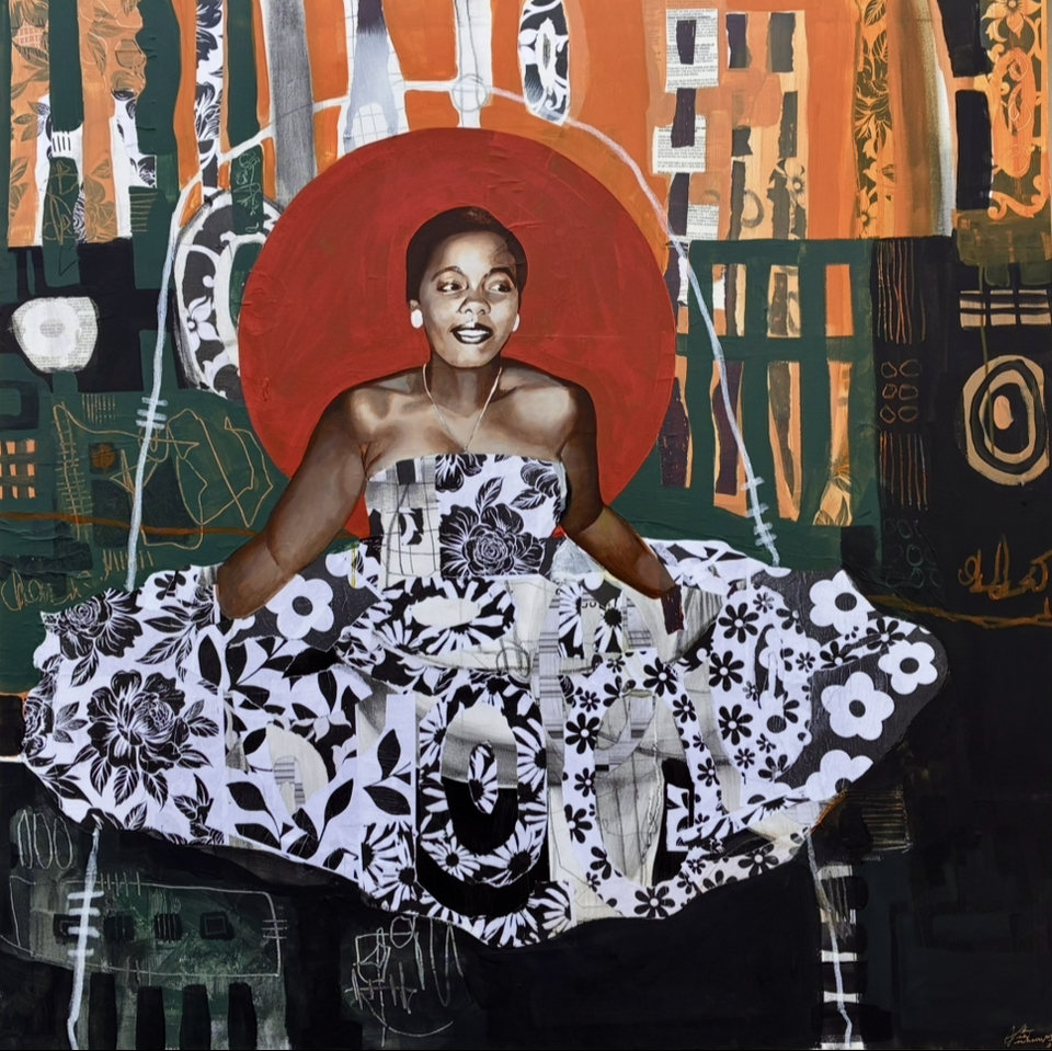 "This is My House And I live Here" Acrylics and Mixed Medium on 48x48 inches stretched canvas 2025