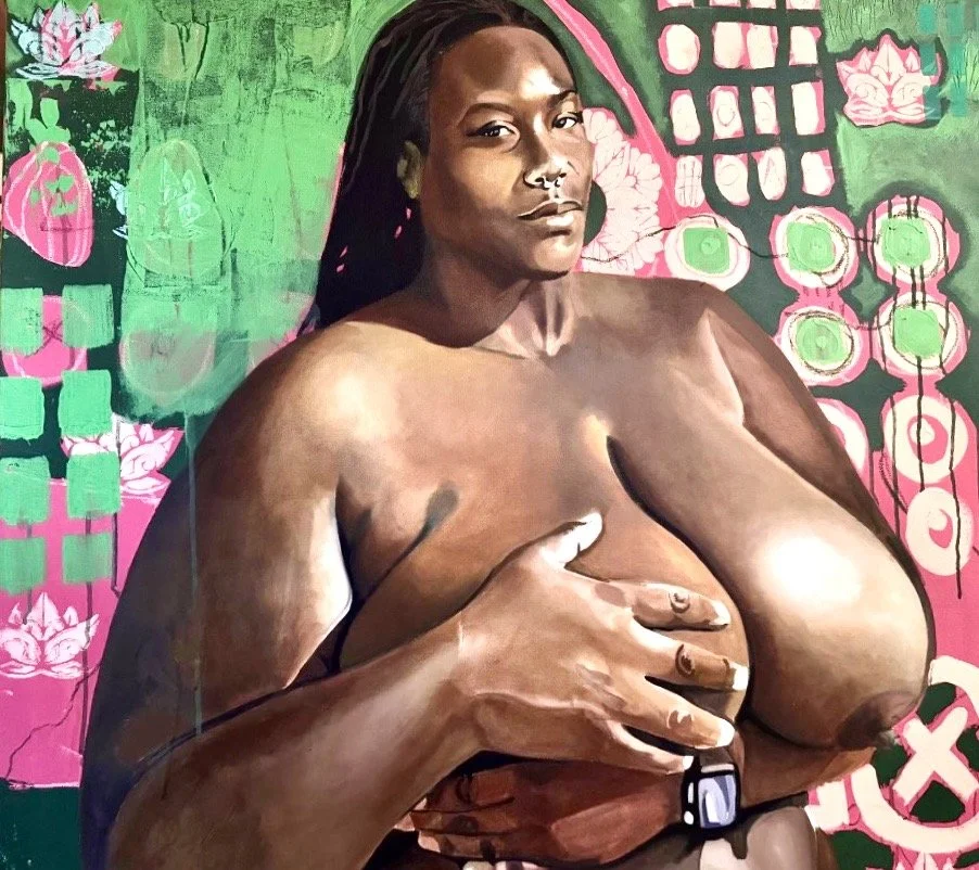 "Chocolate Liquor " Acrylics, House Paint and Mixed Medium on 35x35 inches stretched canvas 2025